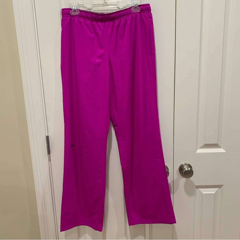 Under Armour Semi-Fitted Athletic Pull On Warm Up Track Pants Medium Magenta